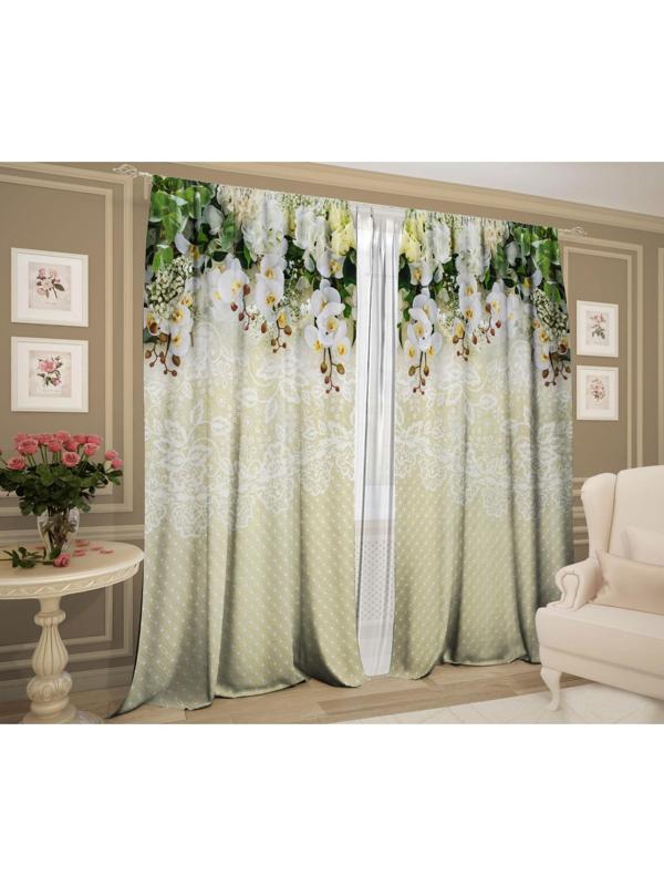 Комплект штор Ажур 147х267 +/- 3см 2шт, зеленый, габардин, п/э