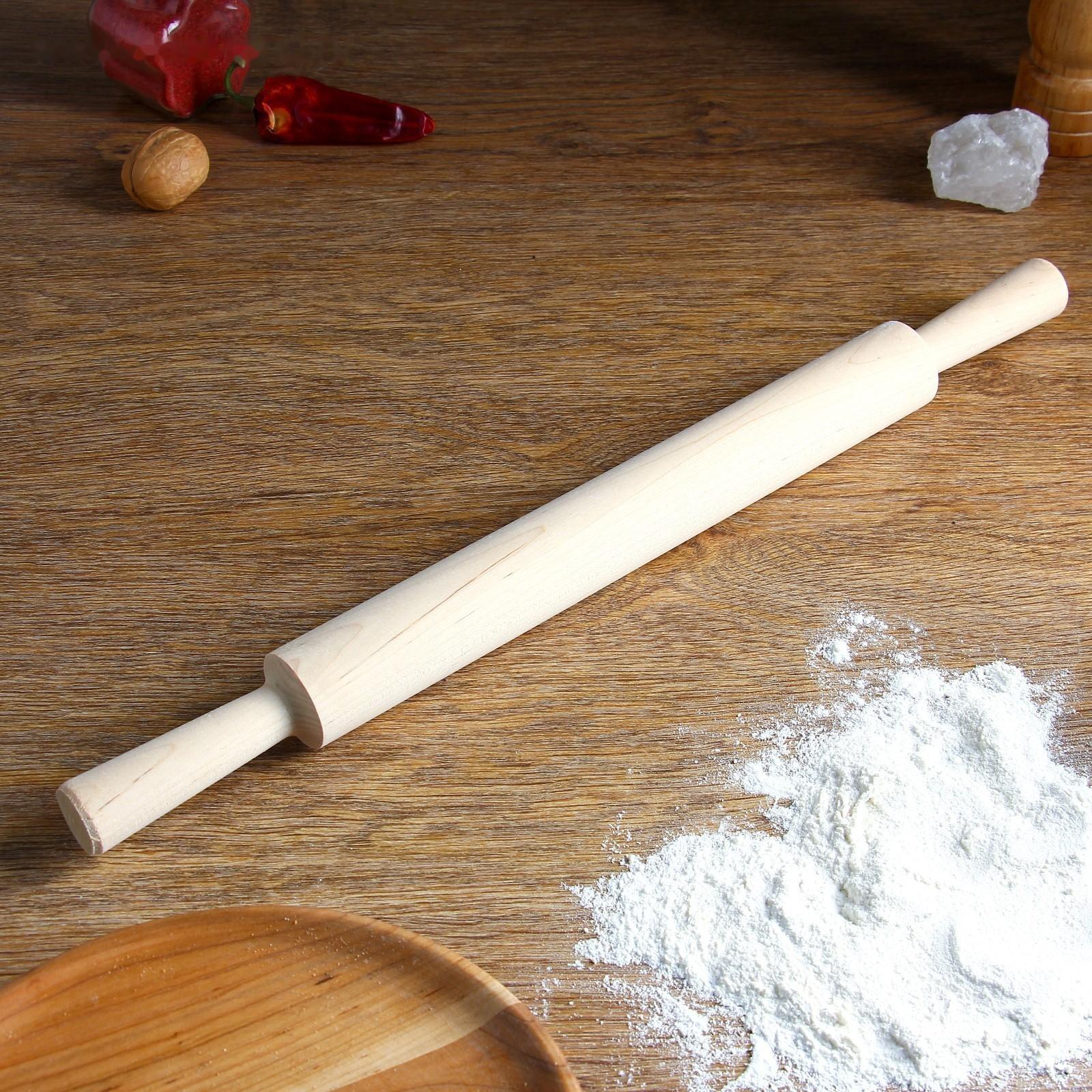 Скалка с ручками, берёза, 43×3,5 см