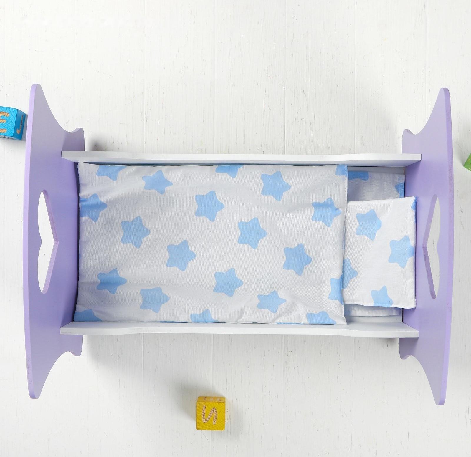 Кроватка-люлька «Сердце ангела» белый/сиреневый, МИКС