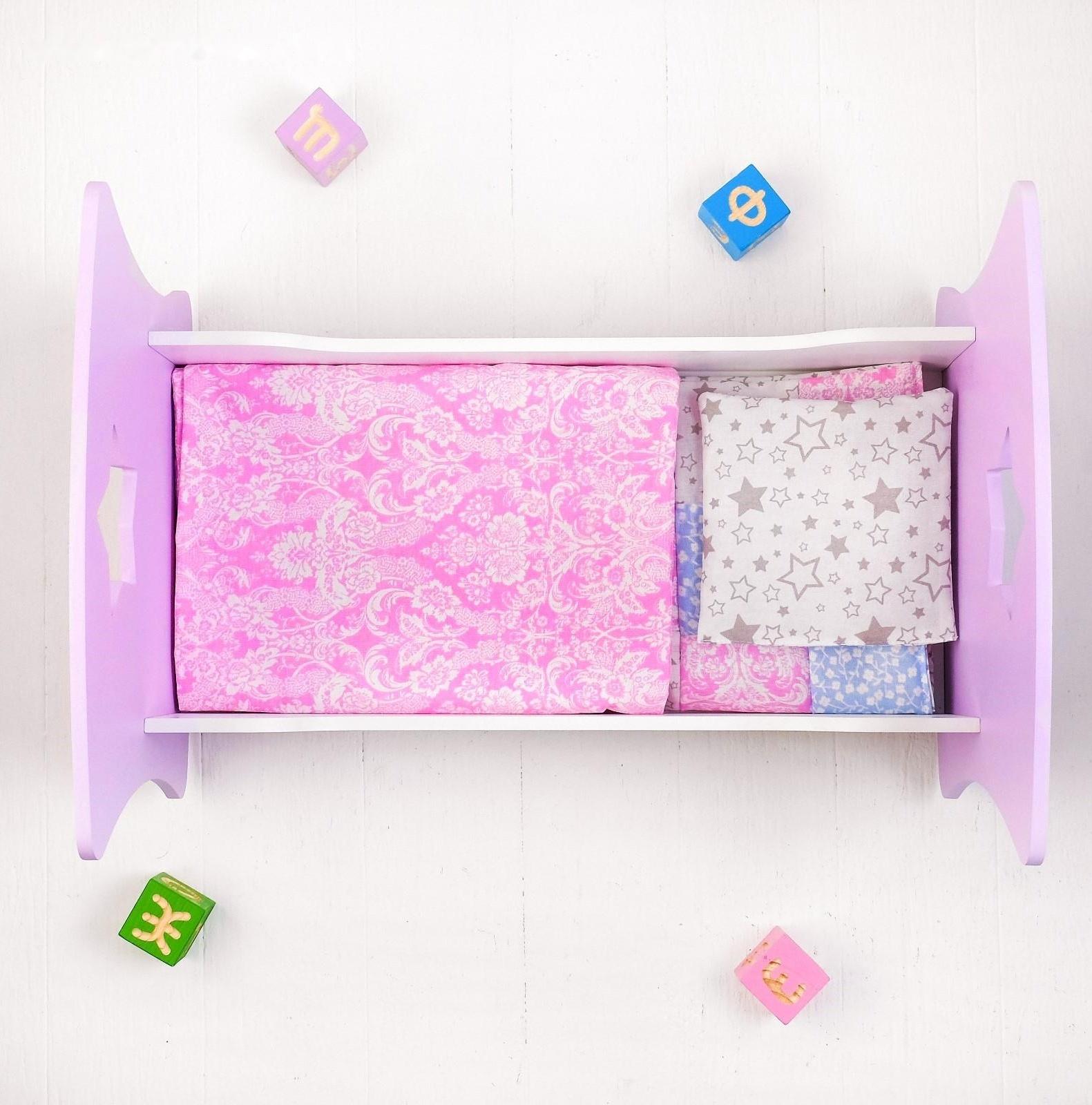 Кроватка-люлька «Сердце ангела» белый/сиреневый, МИКС