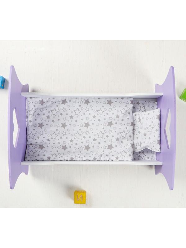 Кроватка-люлька «Сердце ангела» белый/сиреневый, МИКС