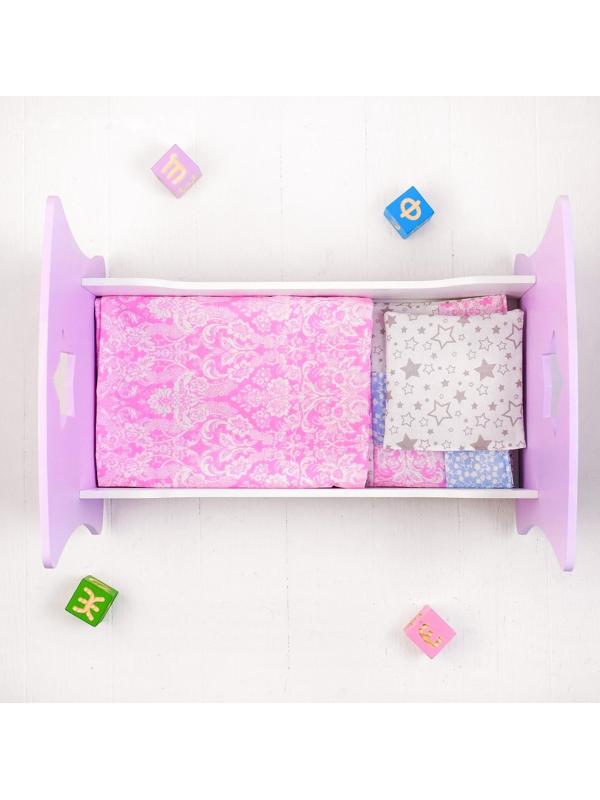 Кроватка-люлька «Сердце ангела» белый/сиреневый, МИКС