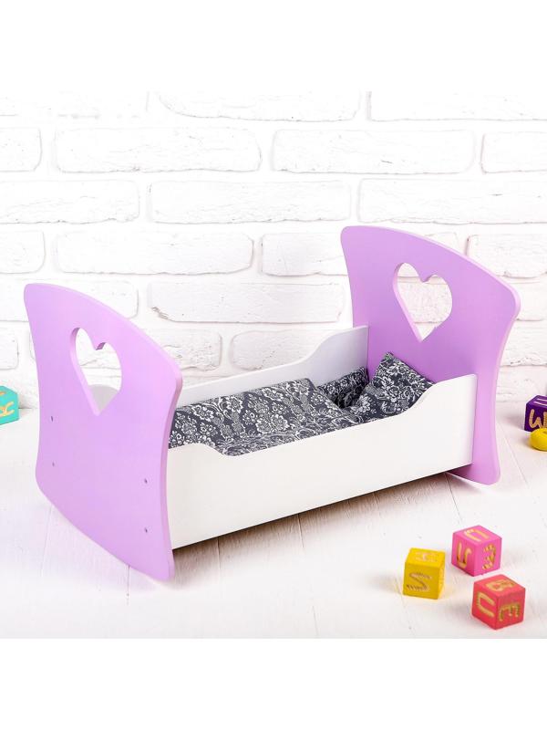 Кроватка-люлька «Сердце ангела» белый/сиреневый, МИКС