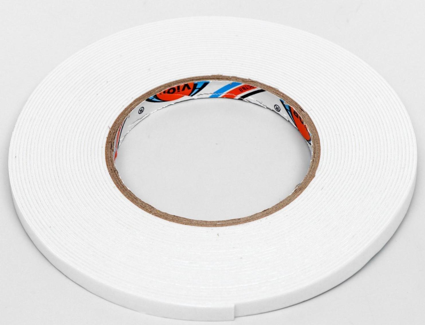 Двусторонняя клейкая лента Aviora, на вспененной основе, белая, 9 мм, 10 м