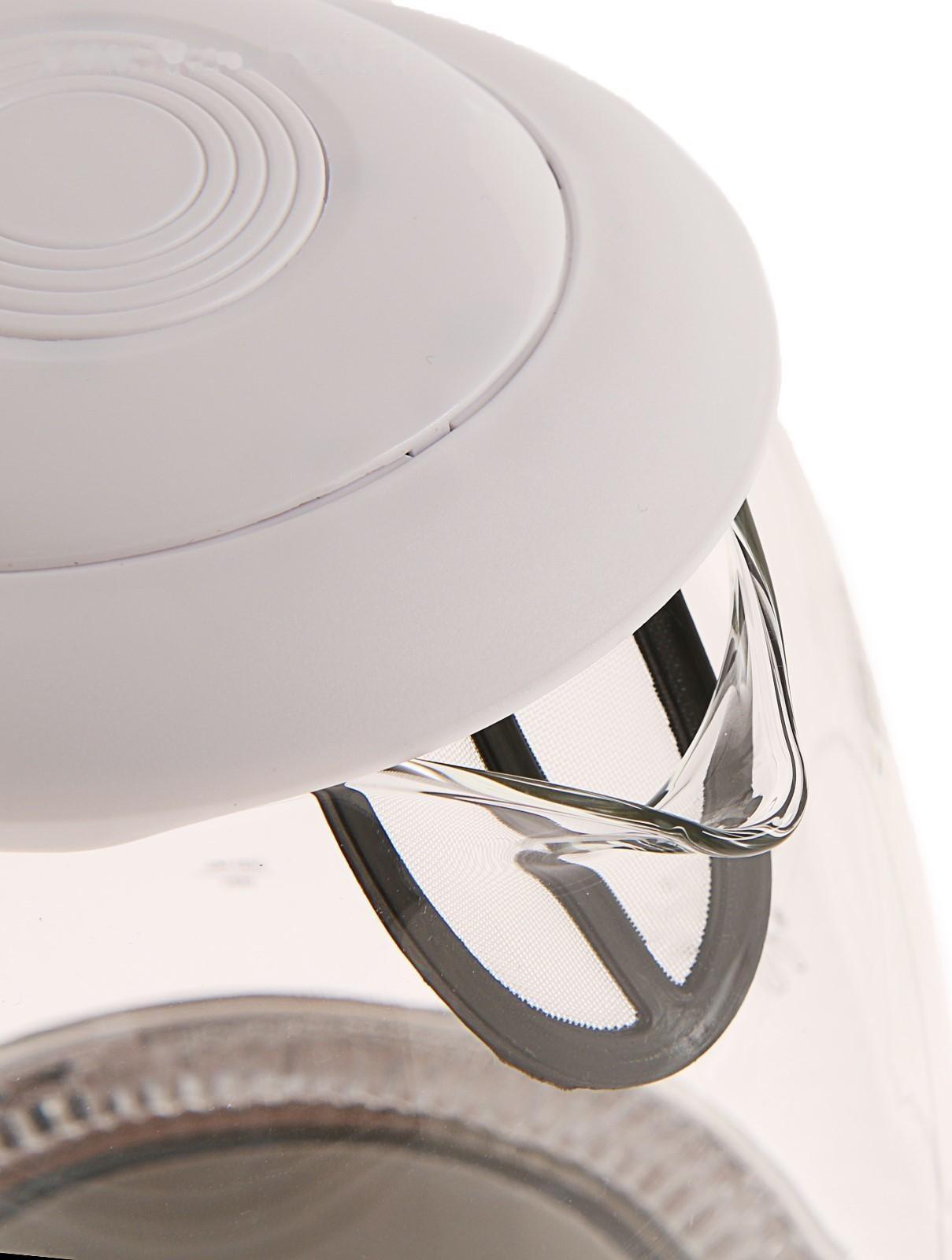 Чайник электрический ENERGY E-262, стекло, 1.7 л, 2200 Вт, белый