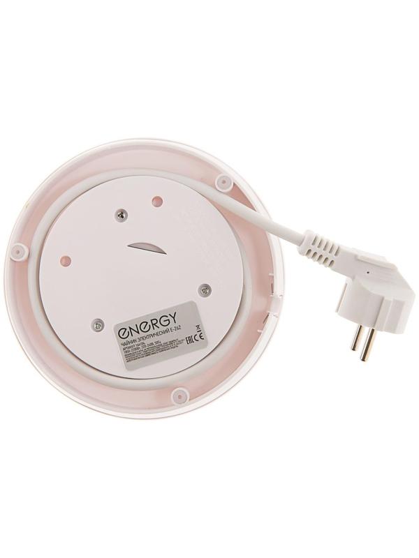 Чайник электрический ENERGY E-262, стекло, 1.7 л, 2200 Вт, белый