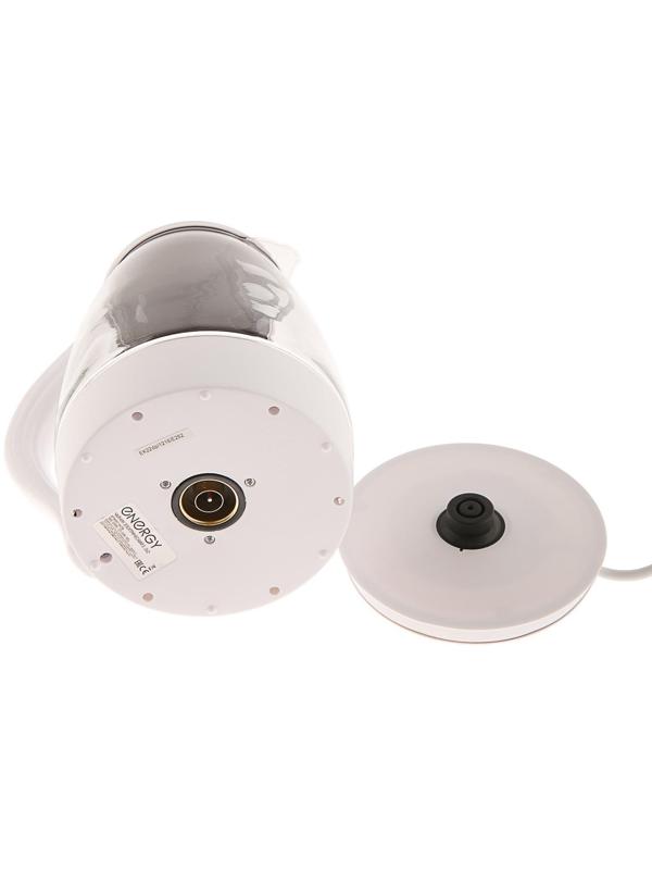 Чайник электрический ENERGY E-262, стекло, 1.7 л, 2200 Вт, белый