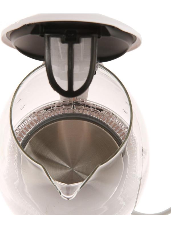 Чайник электрический ENERGY E-262, стекло, 1.7 л, 2200 Вт, белый
