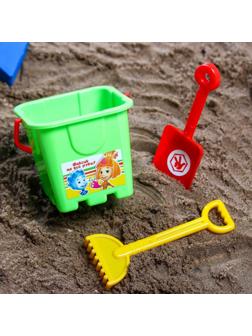 Набор для игры в песке: ведро-крепость, лопата, грабли,ФИКСИКИ цвет МИКС, 530 мл
