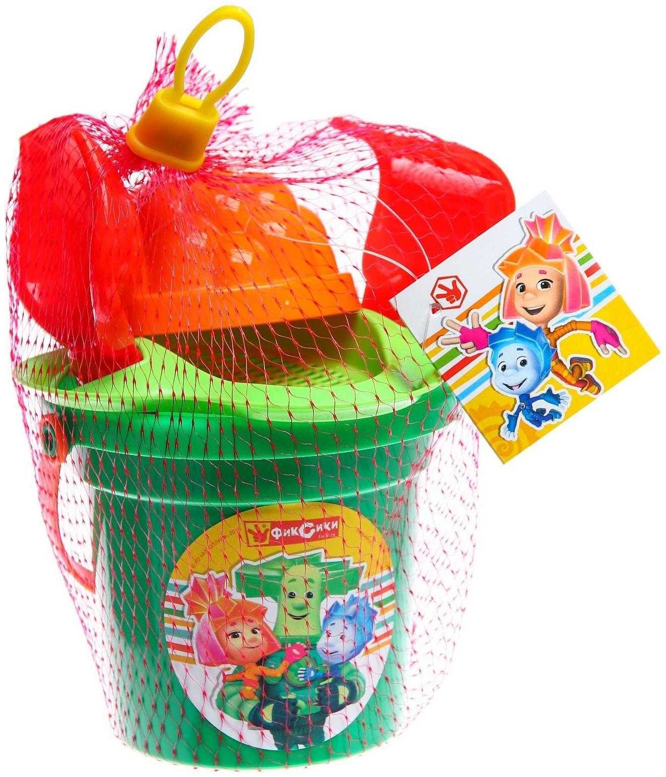 Набор для игры в песке: ведро, сетка, лопата, грабли, 2 формочки, ФИКСИКИ цвет МИКС, 530 мл