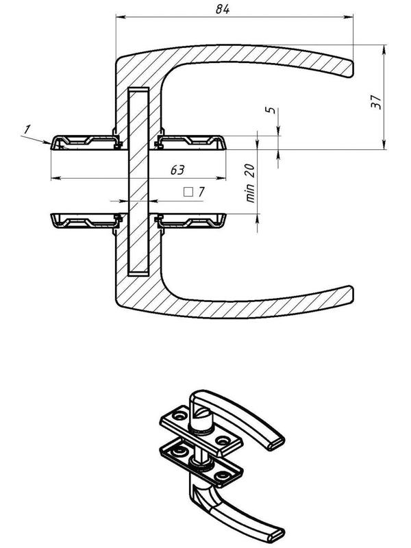Ручка двусторонняя пластиковая для теплиц, серая