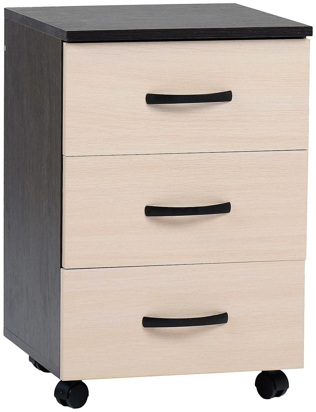 Тумба выкатная на 3 ящика 400х400х600 венге/дуб молочный