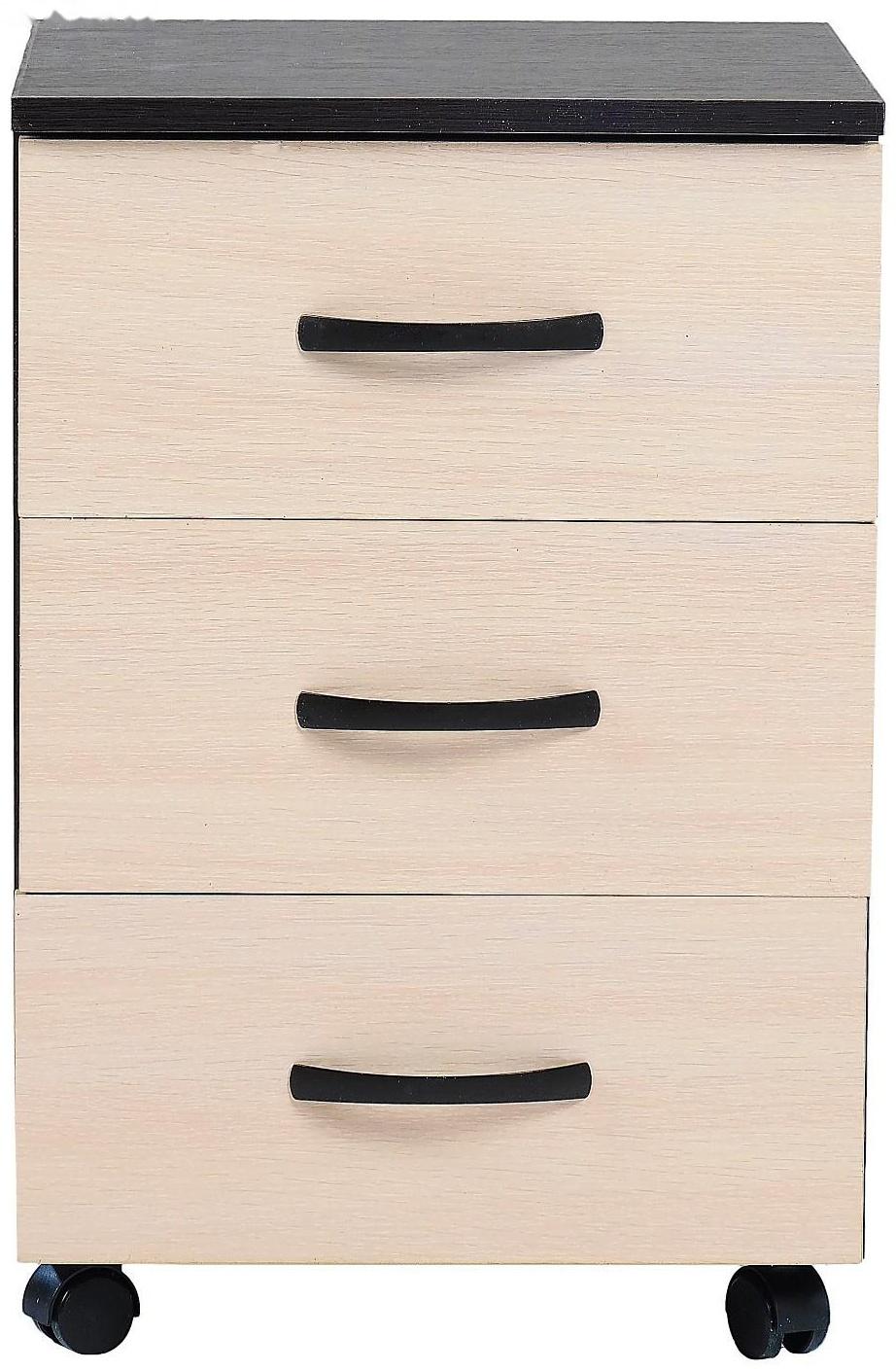 Тумба выкатная на 3 ящика 400х400х600 венге/дуб молочный