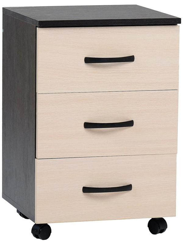 Тумба выкатная на 3 ящика 400х400х600 венге/дуб молочный