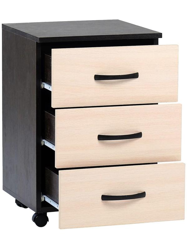 Тумба выкатная на 3 ящика 400х400х600 венге/дуб молочный