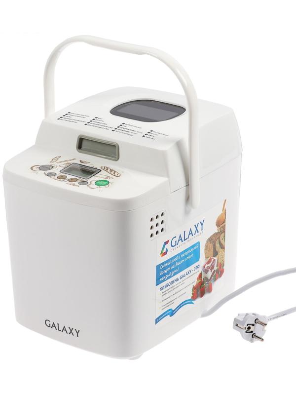 Хлебопечь Galaxy GL 2701, 600 Вт, 19 программ, до 0.75 кг, выбор цвета корочки, белая