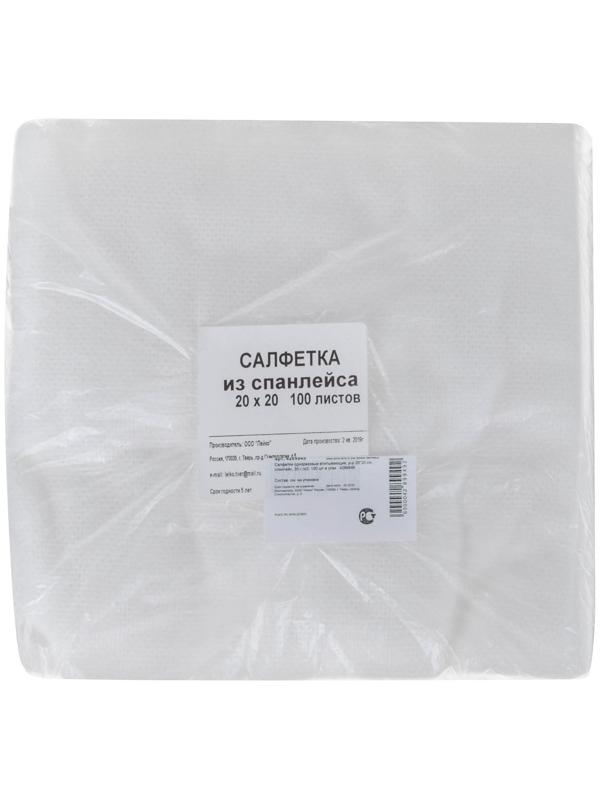 Салфетки одноразовые впитывающие, р-р 20 x 20 см, спанлейс, 35 г./м2, 100 шт.