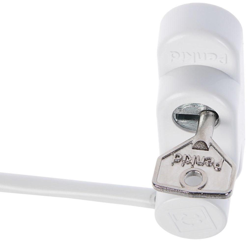 Замок блокирующий для окон Penkid с тросом, с ключом, белый