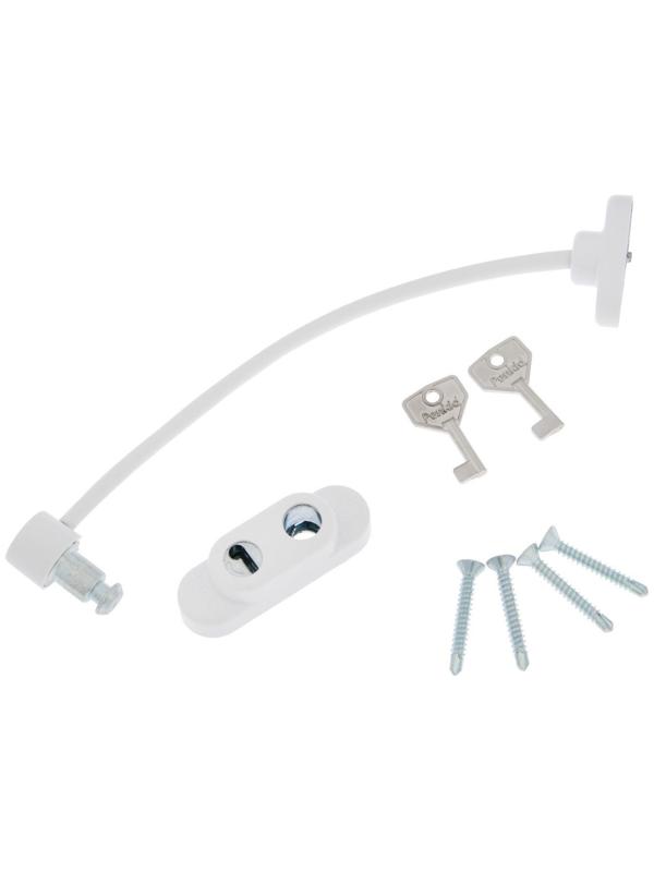 Замок блокирующий для окон Penkid с тросом, с ключом, белый