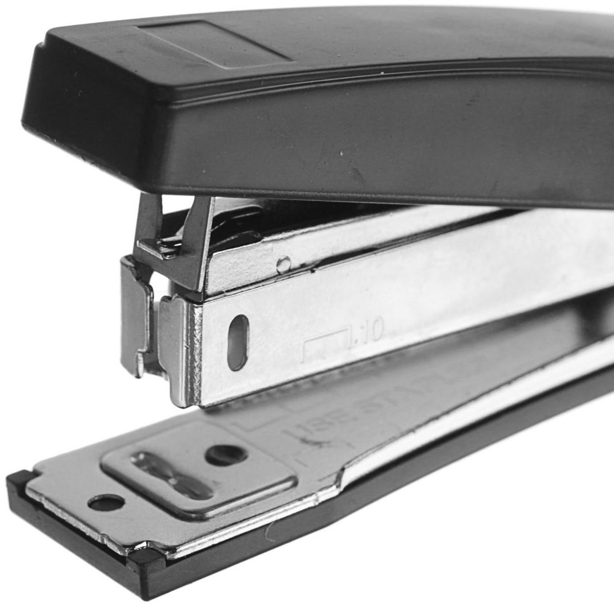 Степлер № 10, до 18 листов, Attomex, встроенный антистеплер, чёрный