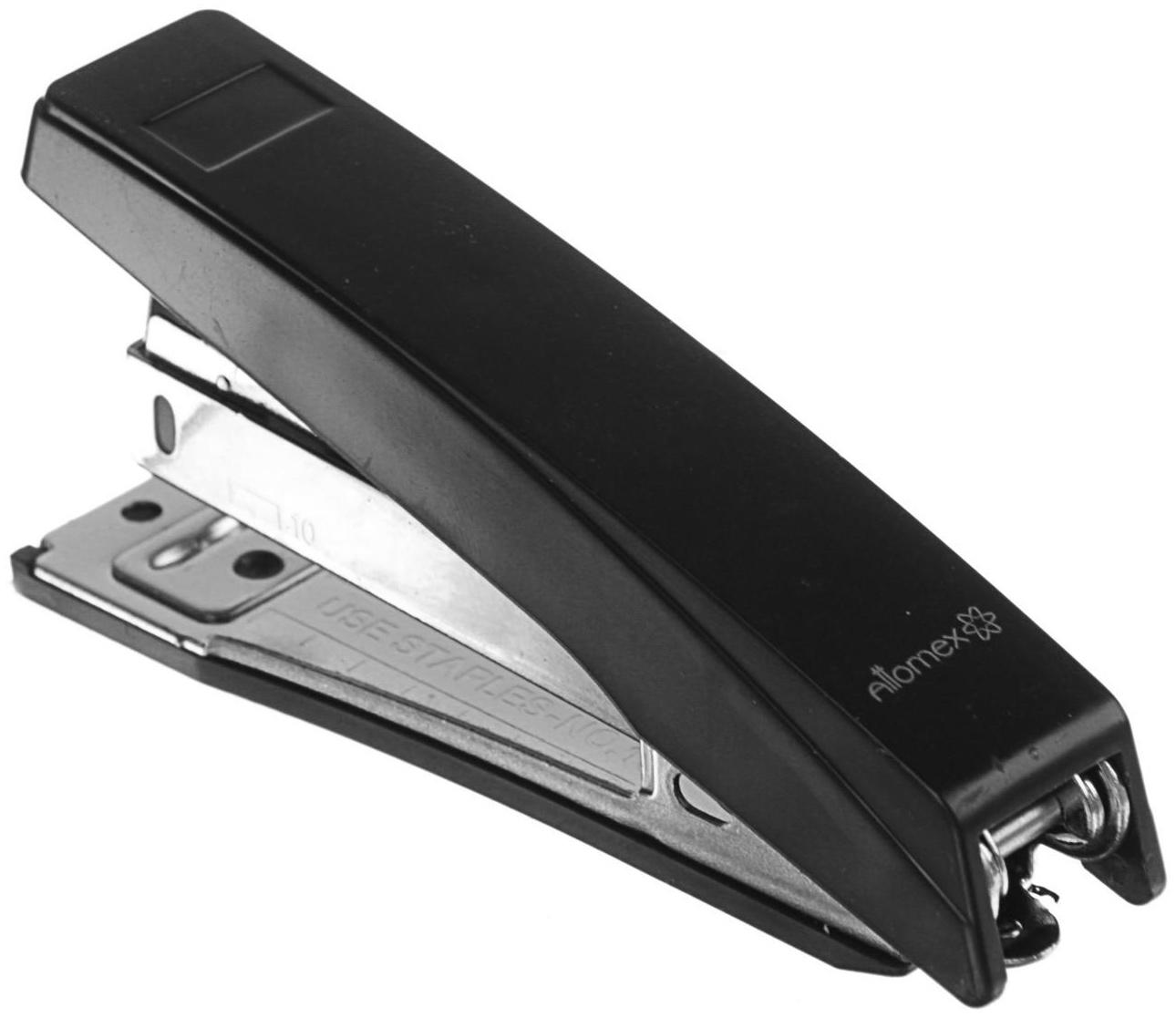 Степлер № 10, до 18 листов, Attomex, встроенный антистеплер, чёрный