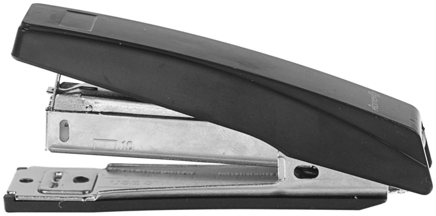 Степлер № 10, до 18 листов, Attomex, встроенный антистеплер, чёрный