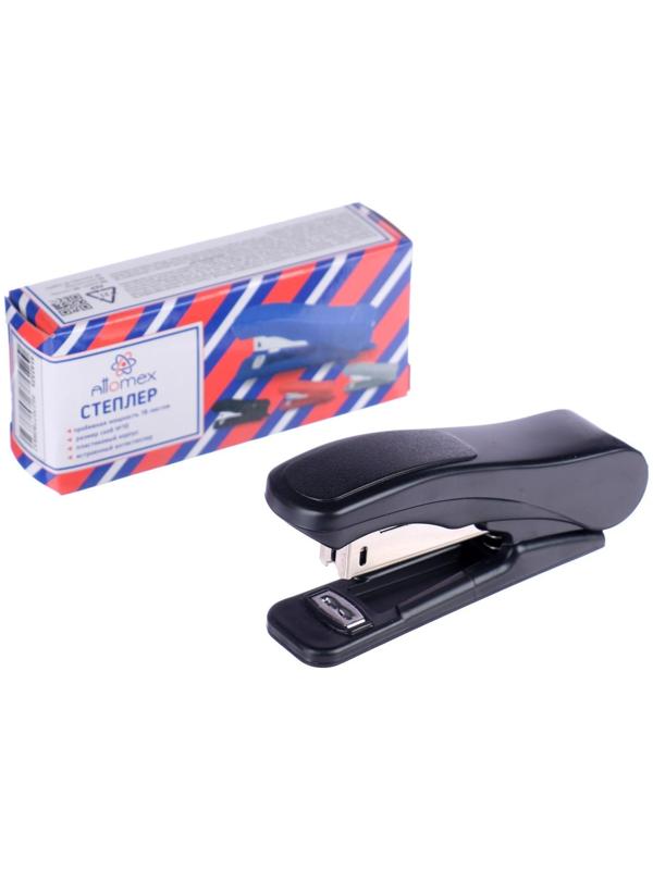 Степлер № 10, до 18 листов, Attomex, встроенный антистеплер, чёрный