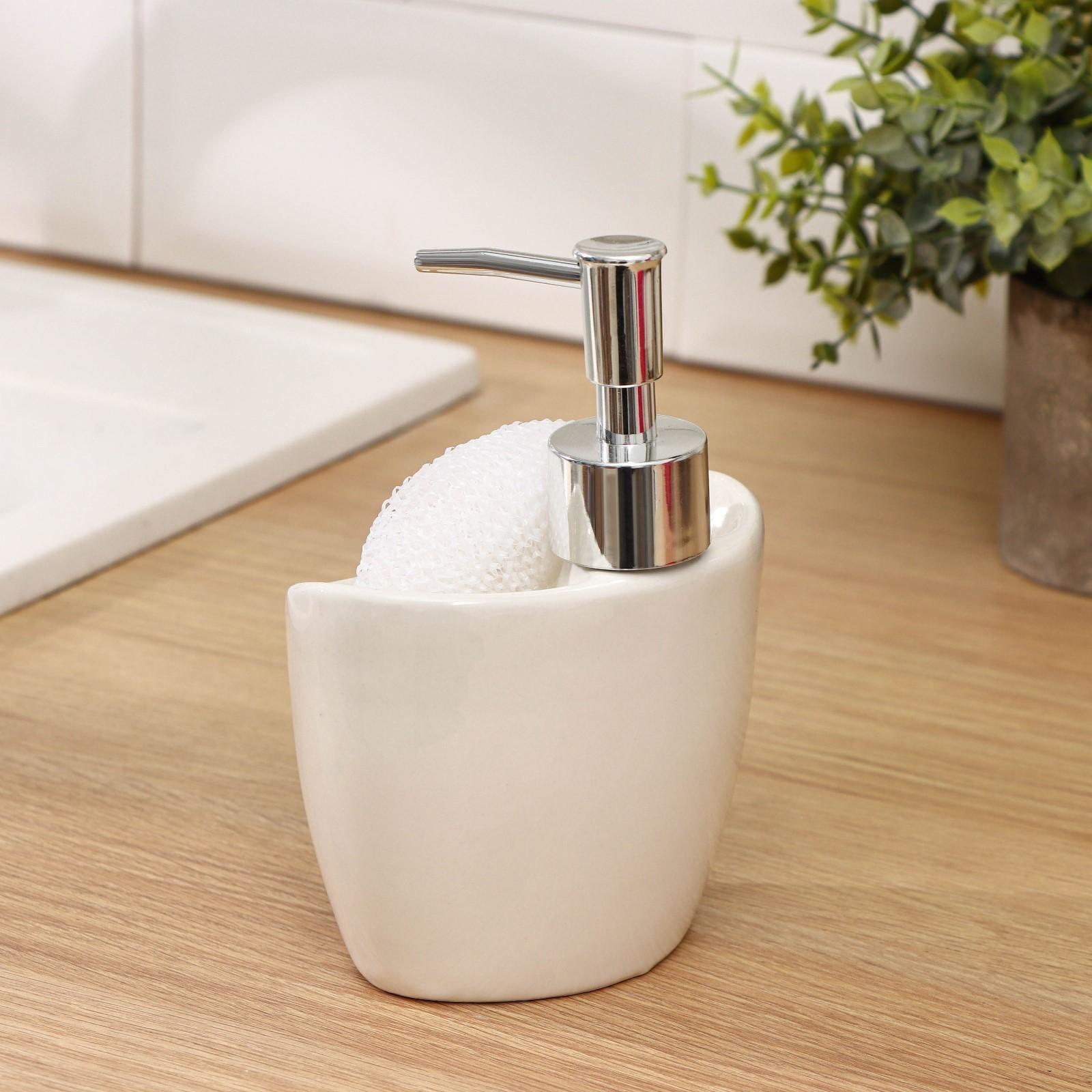 Дозатор для моющего средства с подставкой для губки Доляна «Лаванда», 260 мл