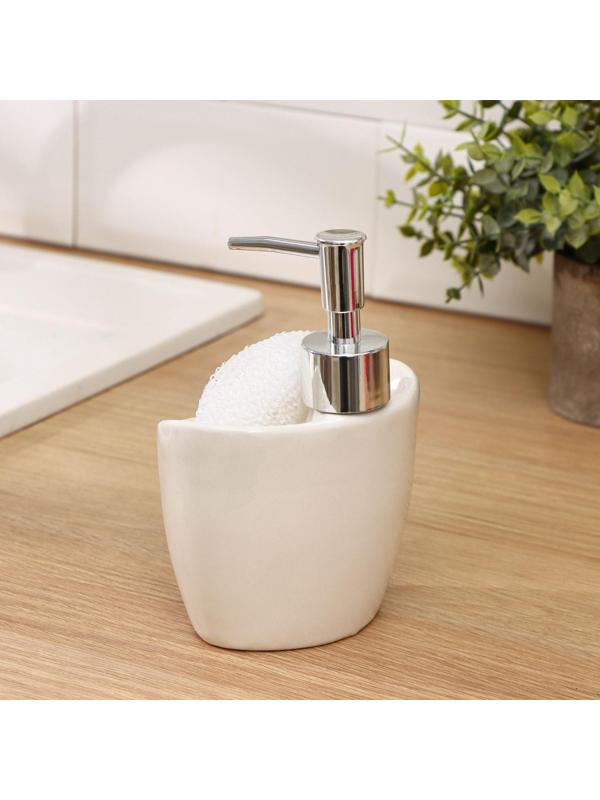 Дозатор для моющего средства с подставкой для губки Доляна «Лаванда», 260 мл