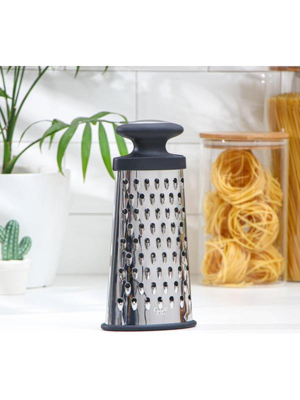 Тёрка овальная Доляна «Профи», 24×12×6 см, прорезиненная, цвет ручки чёрный