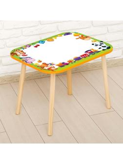 Стол с деревянными ножками «Весёлые зверята», цвет оранжевый