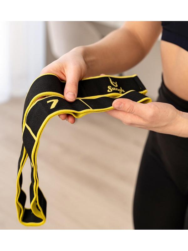 Эспандер-лента эластичная с захватами 90 х 4 см, MEDIUM, цвет жёлтый
