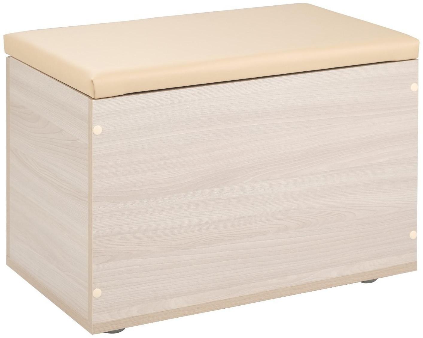 Пуф Герда, 600х355х432 Ясень шимо светлый/экокожа бежевая