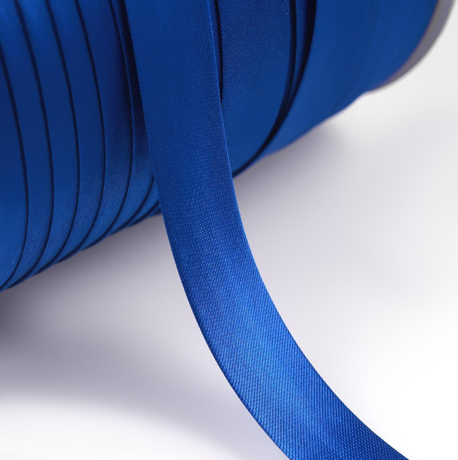 Косая бейка атласная, 15 мм × 132 м, цвет васильковый F213