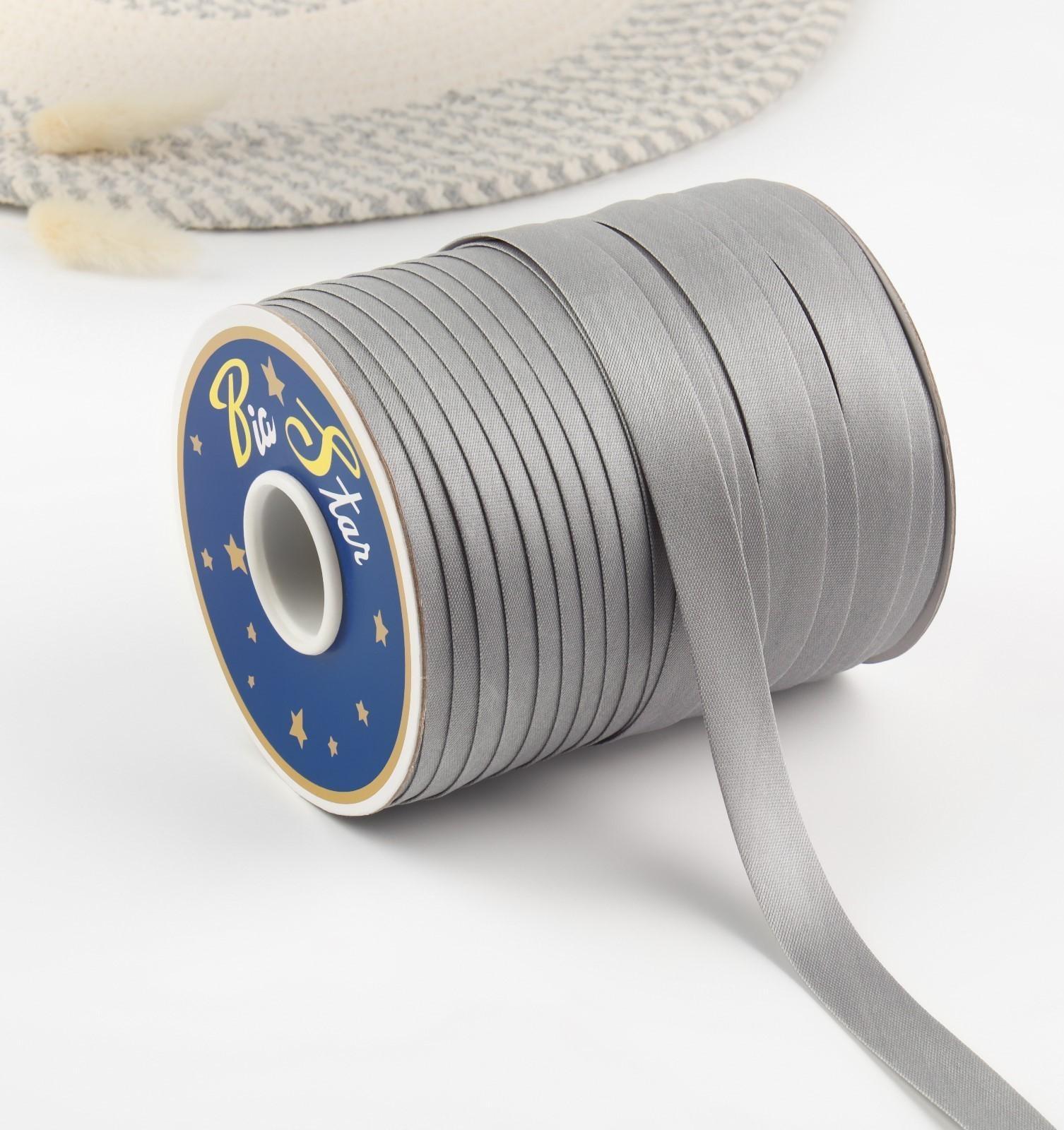 Косая бейка атласная, 15 мм × 132 м, цвет серый F316