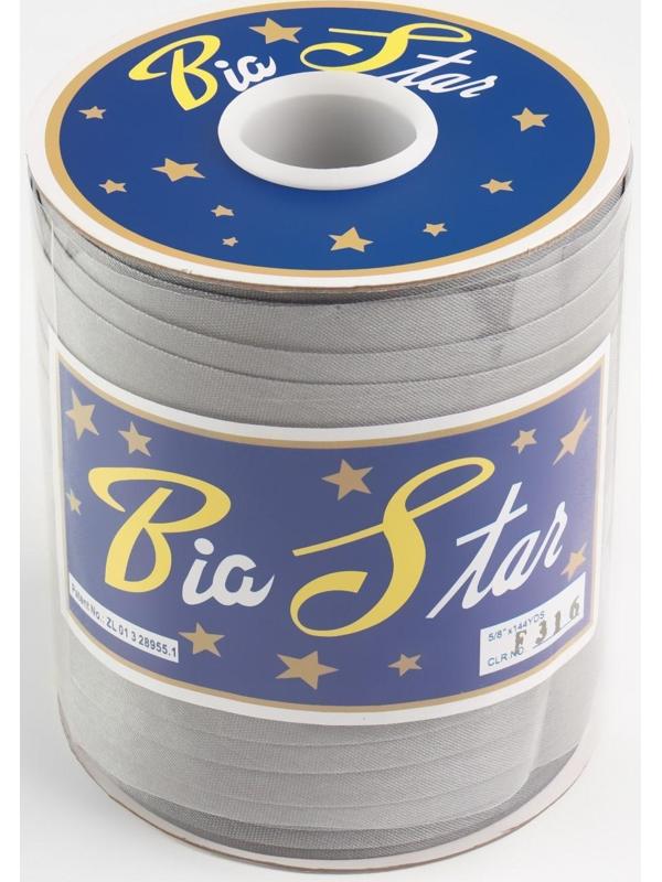 Косая бейка атласная, 15 мм × 132 м, цвет серый F316