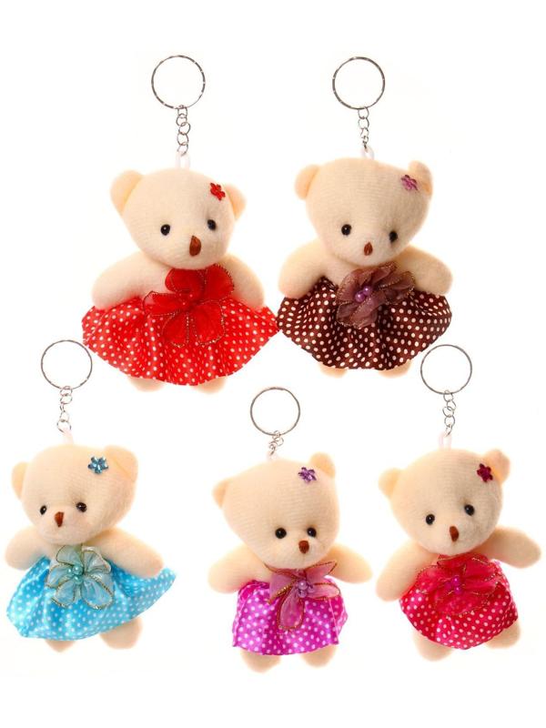 Подвеска «Мишка в юбочке с цветком», цвета МИКС