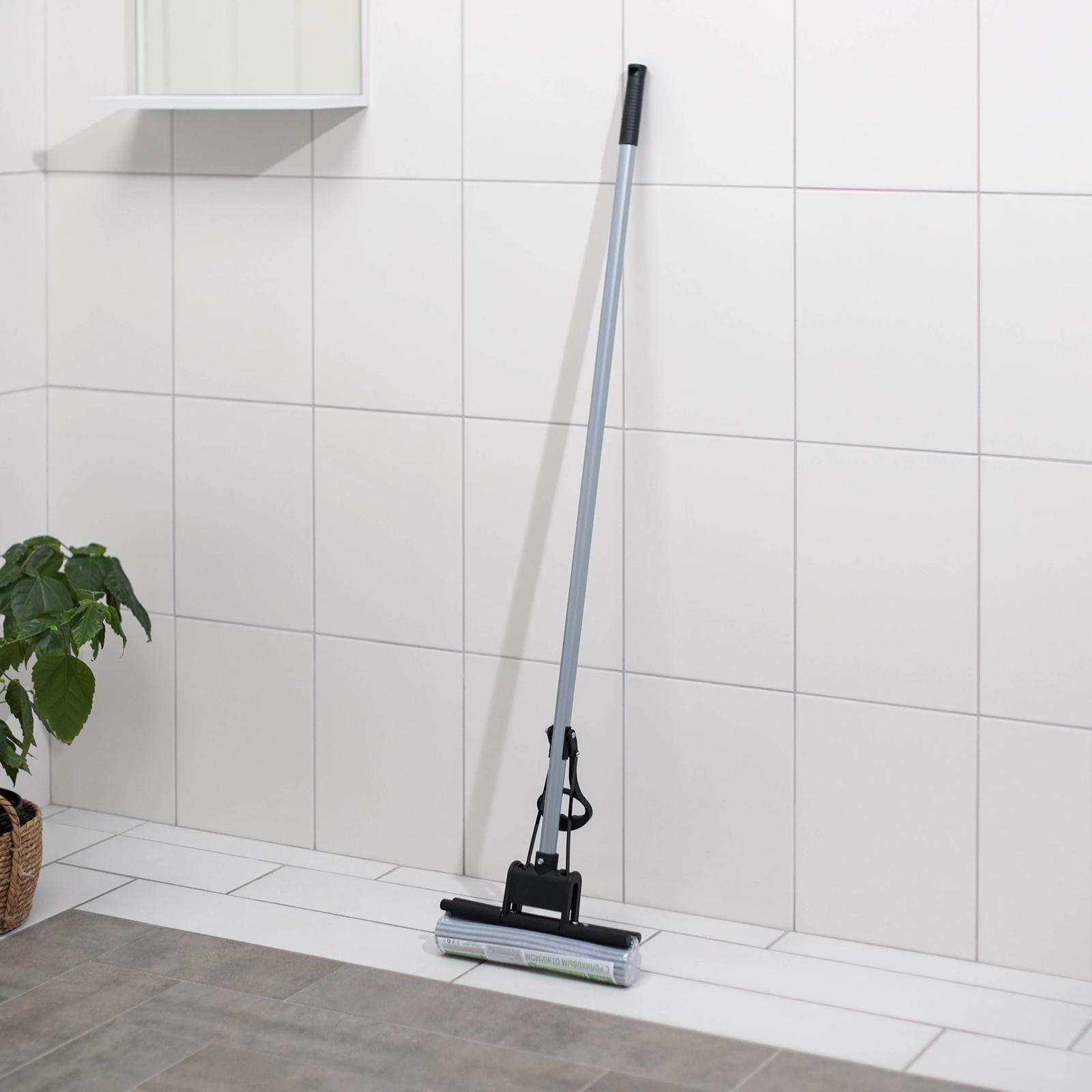 Швабра для мытья пола Доляна, PVA с роликовым отжимом, ручка 120 см, насадка 27 см, цвет МИКС