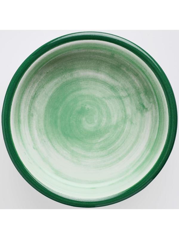 Миска керамическая для грызунов двухцветная с морковками, 100 мл, 8,8х8,8х3 см, зелёно-белая