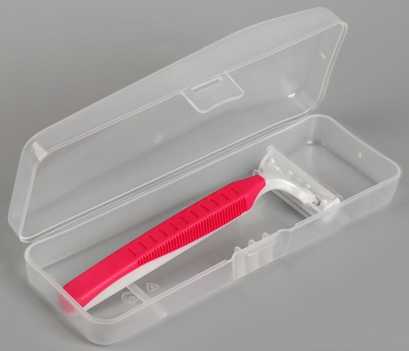 Органайзер для бритвы, с крышкой, 15 × 5 × 3 см, цвет прозрачный