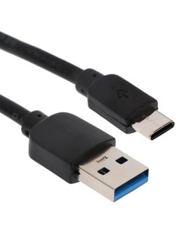 Кабель LuazON, Type-C - USB, 1 А, 1 м, чёрный