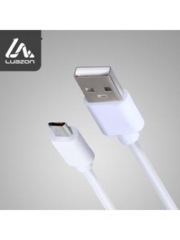 Кабель LuazON, microUSB - USB, 1 А, 2 м, белый