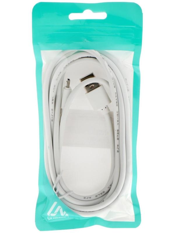 Кабель LuazON, microUSB - USB, 1 А, 2 м, белый