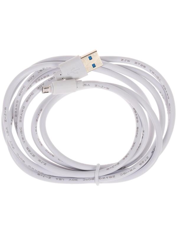 Кабель LuazON, microUSB - USB, 1 А, 2 м, белый