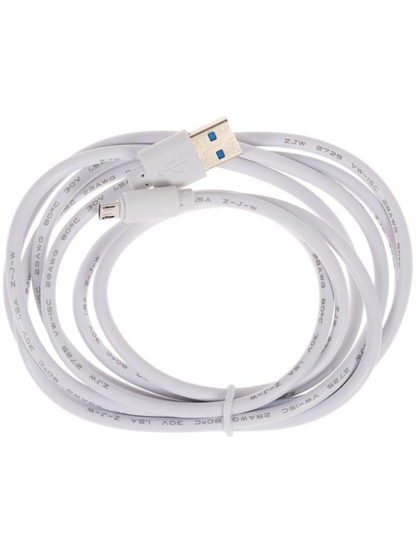 Кабель LuazON, microUSB - USB, 1 А, 2 м, белый