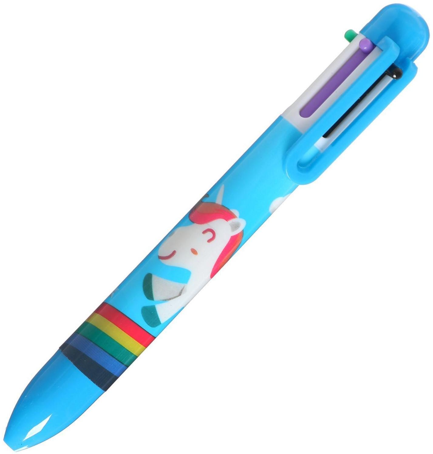 Ручка шариковая, автоматическая, 6-ти цветная, корпус МИКС (штрихкод на штуке)