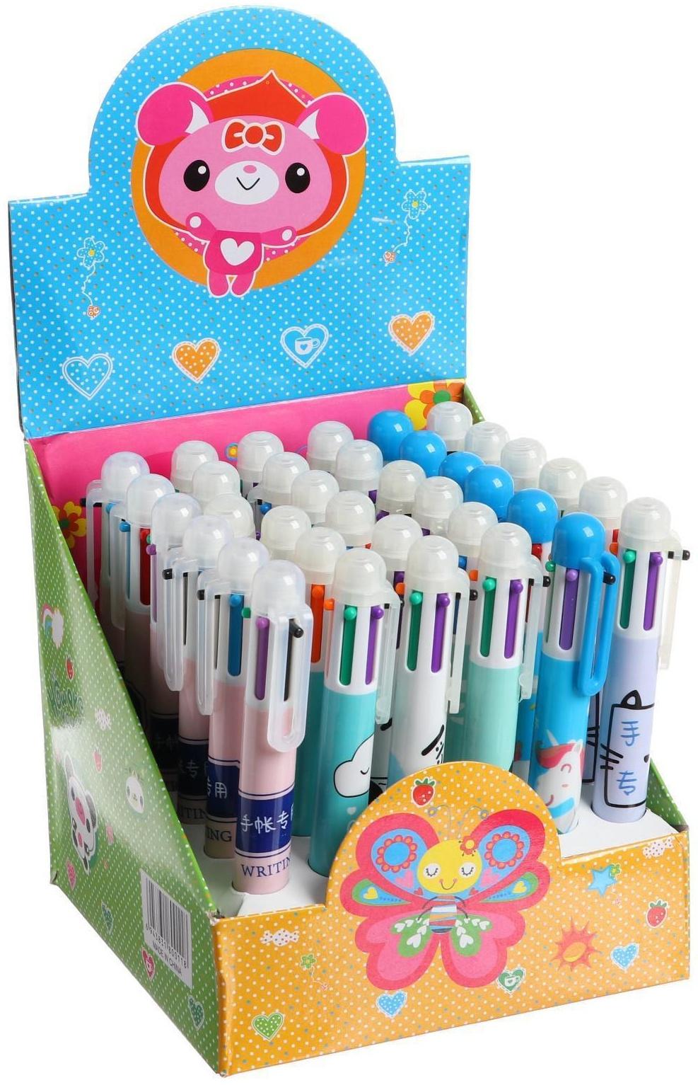 Ручка шариковая, автоматическая, 6-ти цветная, корпус МИКС (штрихкод на штуке)