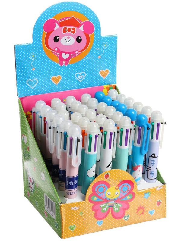 Ручка шариковая, автоматическая, 6-ти цветная, корпус МИКС (штрихкод на штуке)