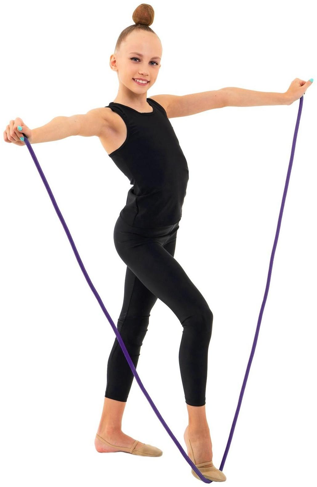 Скакалка гимнастическая утяжелённая, верёвочная, 2,5 м, 150 г, цвет фиолетовый