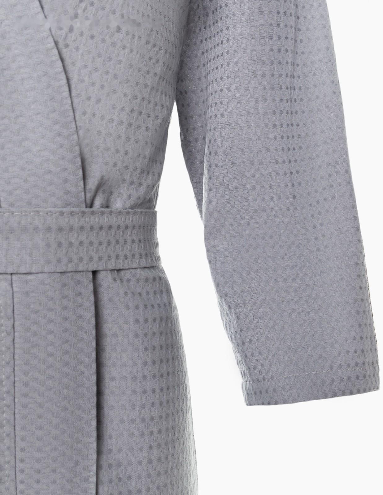 Халат вафельный женский Экономь и Я рукав 3/4, размер 50-52, серый, 100% хлопок, 200г/м2